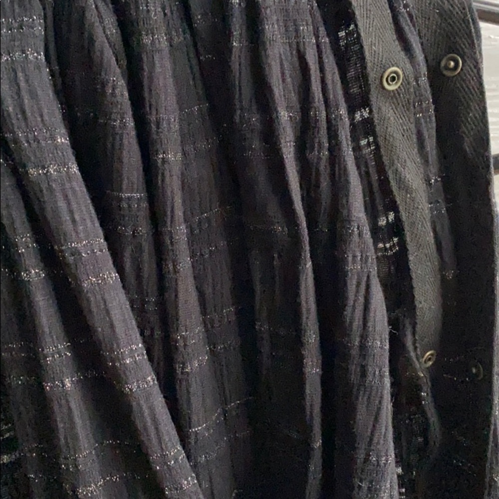 Black and silver Free People scarf with buttons